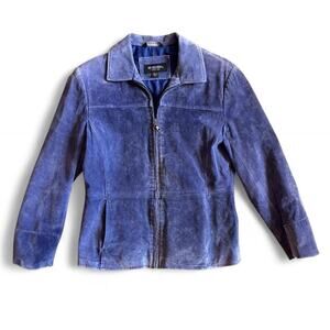 Purple Suede Look Zip Jacket Soft Moto Style Y2K Minimalist Size PL